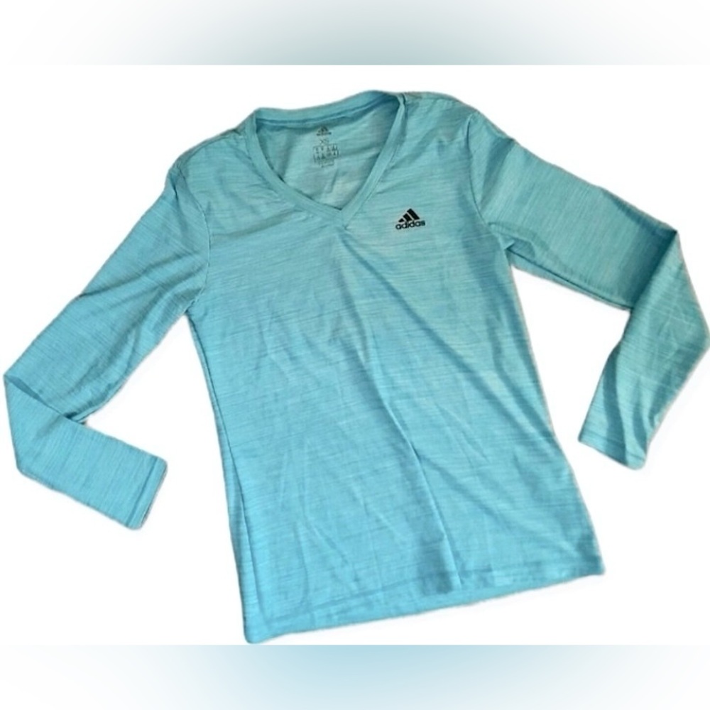 Adidas Climalite Teal Long Sleeve Performance Training Activewear Top XS